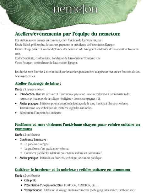 propositions d'événements